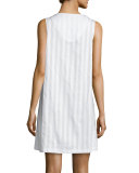 Tina Shadow-Stripe Sleeveless Sleepshirt