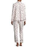dot-print flannel pajama set, pink shadow