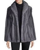 Shawl-Collar Mink Jacket, Light Gray