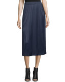 Lucy Pleated Tea-Length Skirt, Royal