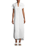 Kim Button-Front Coverup Maxi Dress, White