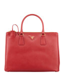 Saffiano Double-Zip Executive Tote Bag, Red (Fuoco)