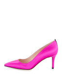 Fawn Satin Pointed-Toe 70mm Pump, Fuchsia