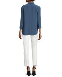 3/4-Sleeve Silk Tunic Top