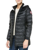 Camp Hooded Mid-Length Puffer Coat, Black