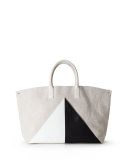 Ai Medium Canvas & Leather Top-Handle Bag, Beige