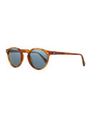 Gregory Peck Round Plastic Sunglasses, Blonde Tortoise