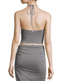 Jaymee Cropped Halter Top, Heather Gray