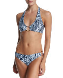 Santorini Chain-Print Center-Ring Halter Swim Top
