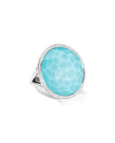Stella Large Lollipop Ring in Turquoise Doublet with Diamonds, 0.32