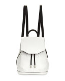 Mini Pilot Leather Backpack, White Crackle