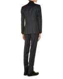 Glen Plaid Flat-Front Trousers, Navy
