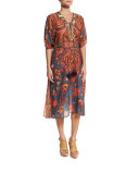 Brianna Embellished-Front Caftan Coverup