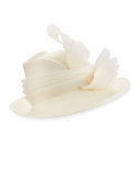 Script Crown Tiered Straw Hat, Ivory