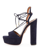 Austin Plateau Suede Platform Sandal, Ink