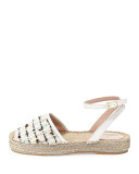 Tina Tweed Embellished Espadrille Sandal, White