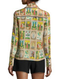 Alfie Tarot Card Shirt with Piping, Multicolor
