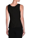 Silk Charmeuse Scoop-Neck Shell, Black