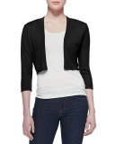 3/4-Sleeve Silk-Cashmere Shrug, Black 