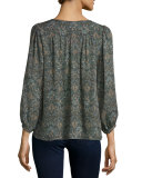 Celosia 3/4-Sleeve Paisley Silk Top