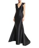 Anastasia Sleeveless Stretch Taffeta Mermaid Gown