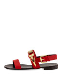 Men's Ski-Buckle Leather Strap Sandal