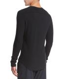 Ribbed Raw-Edge Henley T-Shirt