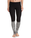 Bumble Rhythm Striped Stirrup Leggings, Black/White