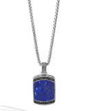 Men's Batu Classic Chain Lapis Dog Tag Pendant Necklace