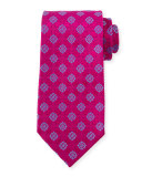 Medallion-Print Silk Tie, Pink/Blue