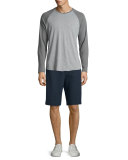 Colorblock Raglan-Sleeve Baseball Shirt, Smoked Gray