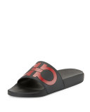 Groove Gancini Slide Sandal, Black/Red