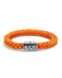 40th Anniversary Men's Classic Chain Silver/Leather Bracelet, Orange