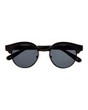 Cleopatra Monochromatic Semi-Rimless Sunglasses, Black