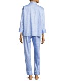 Leopard-Print Two-Piece Pajama Set, Blue