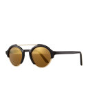 Milan IV Round Sunglasses, Black
