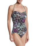Lively Leaves V-Wire Bandini Swim Top, Green