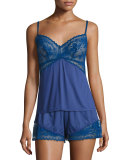 Cosmopolitan Lace-Trimmed Lounge Camisole, Marine Blue