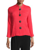 Mini-Pleated Mandarin-Collar Jacket 