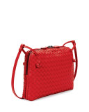 Intrecciato Small Zip Crossbody Bag, Red