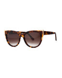 Epiphany Capped Cat-Eye Sunglasses, Havana