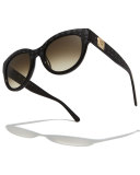 Printed Cat-Eye Logo-Temple Sunglasses, Black
