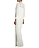 Mia Silk Lace-Trim Maxi Dress, Ivory