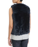 Reversible Zip-Front Fur Vest, Navy
