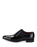 Cap-Toe Patent Leather Oxford Shoe, Black