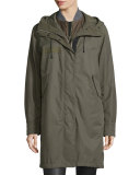 Bullett Layered Hooded Parka, Army Green