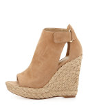 Openhouse Suede Wedge Sandal, Cashew
