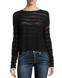 Arleen Striped Pullover Sweater, Black