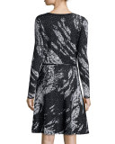 Long-Sleeve Birdseye Jacquard Dress 