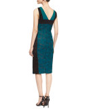 Bicolor Lace Paneled Sheath Dress 